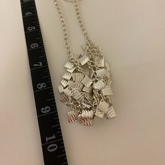 Silver tone Jewelry Set Square Disc NWT Unique Fun Edgy Boho - Picture 3 of 3